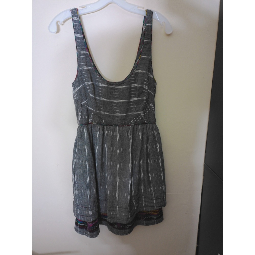 Free People New Romantics Dress Women S Grey Ikat Embroidered Boho Fit Flare